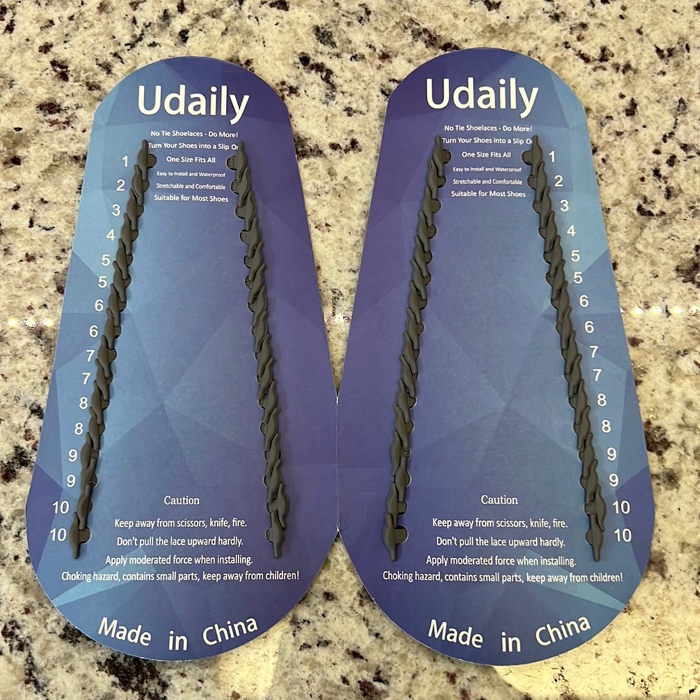 NWT 2-pack No Tie Stretch Silicone Shoelace dark grey - Picture 2 of 7